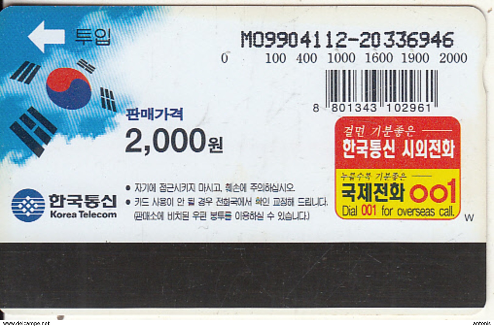 SOUTH KOREA - Weighys And Measures(W2000), 04/99, Used - Corea Del Sud