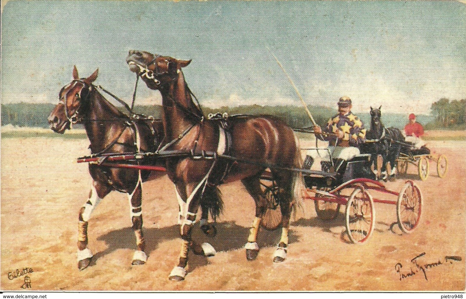 Gara Di Trotto, Trotting Race, Riproduzione A64, Reproduction - Reitsport