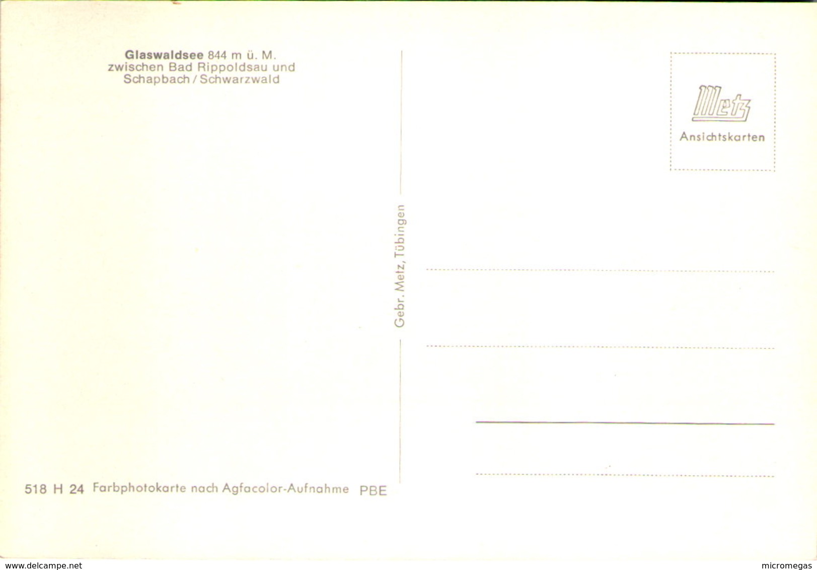 Glaswaldsee Zwischen Bad Rippoldsau Und Schapbach / Schwaerzwald - Bad Rippoldsau - Schapbach