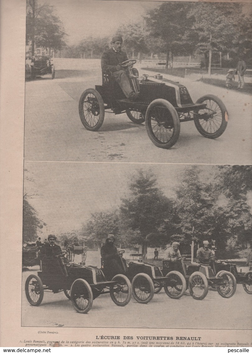 LA VIE AU GRAND AIR 09 06 1901 - COURSE AUTOMOBILE PARIS BORDEAUX / TOURS VENDOME DANGE BEYCHAC PETIGNAC