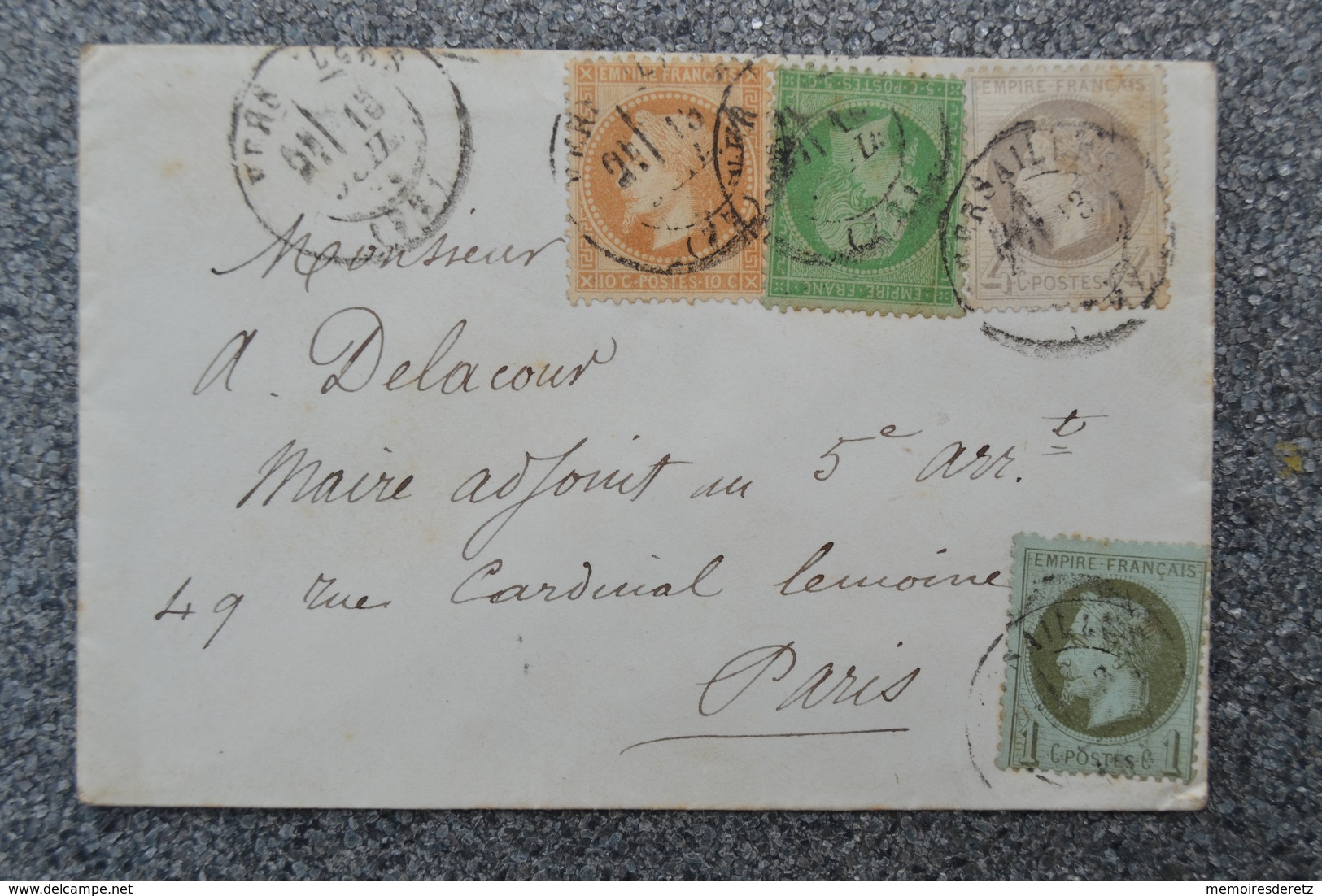 Lettre 1870' Oblitération VERSAILLES 4 Timbres NAPOLEON III 1 C - 4 C - 5 C - 10 C Empire Français - Autres & Non Classés