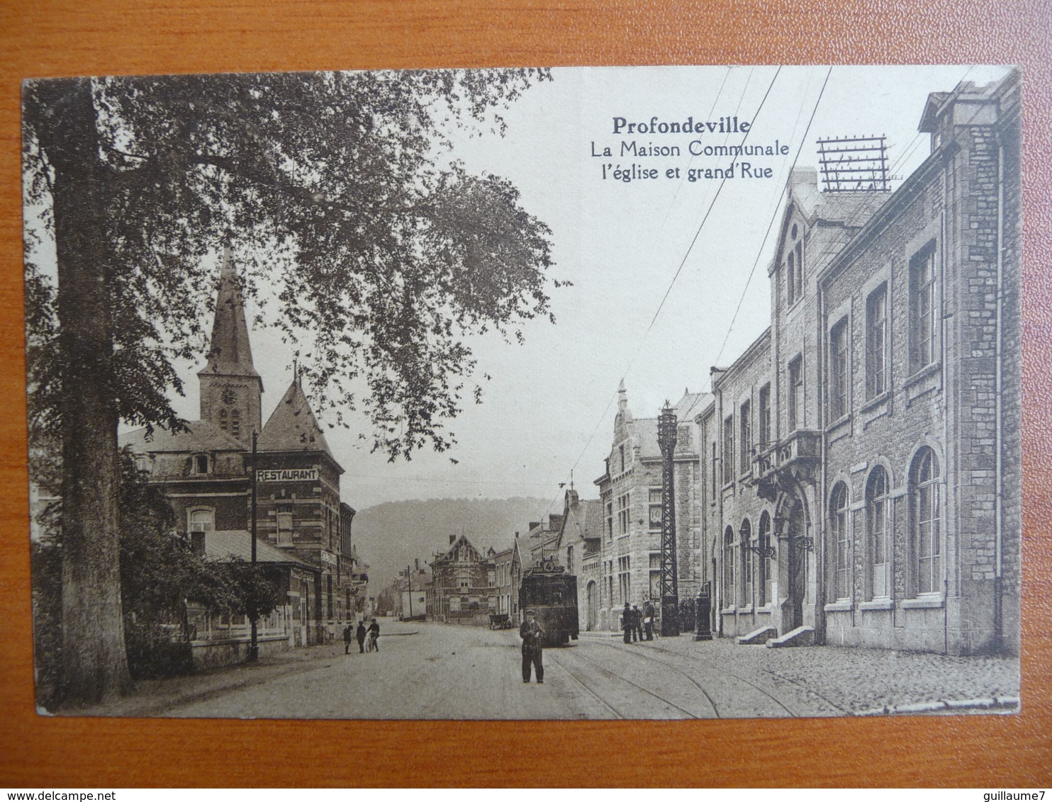 CPA - Profondeville - La Maison Communale - L'église Et Grand'Rue - Tramway - Profondeville