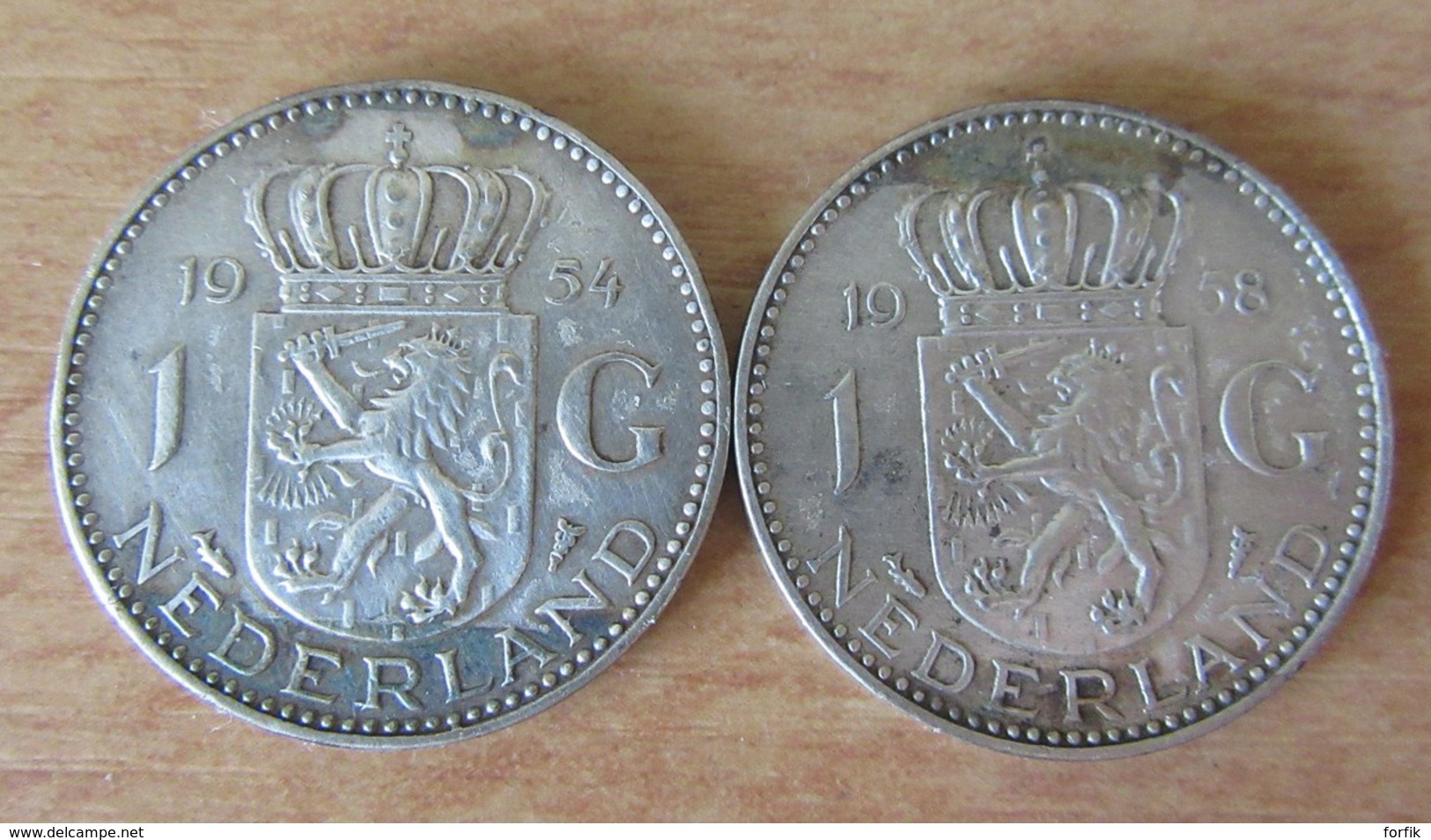 Pays-Bas - Lot De 4 Monnaies En Argent - 25 Cent. 1918 / 1941 - 1 Gulden 1954 / 1958 - TTB - Collections