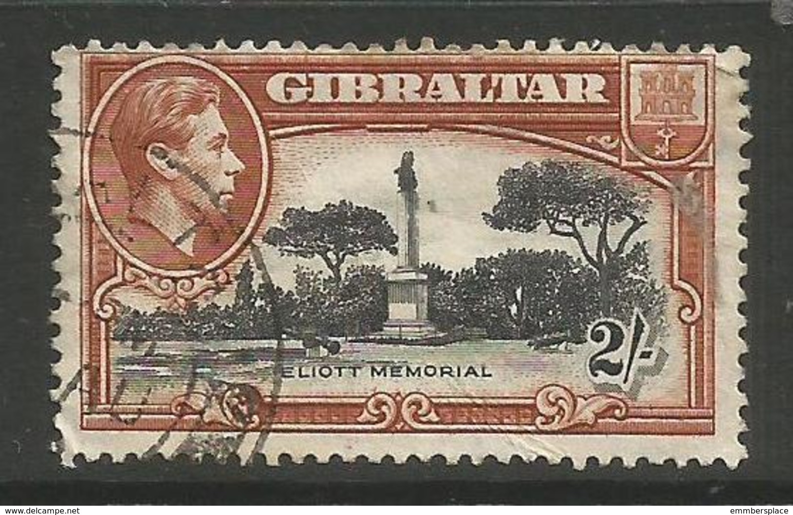 Gibraltar - 1942 Elliott Memorial 2/- Used  Sc 115 - Gibraltar