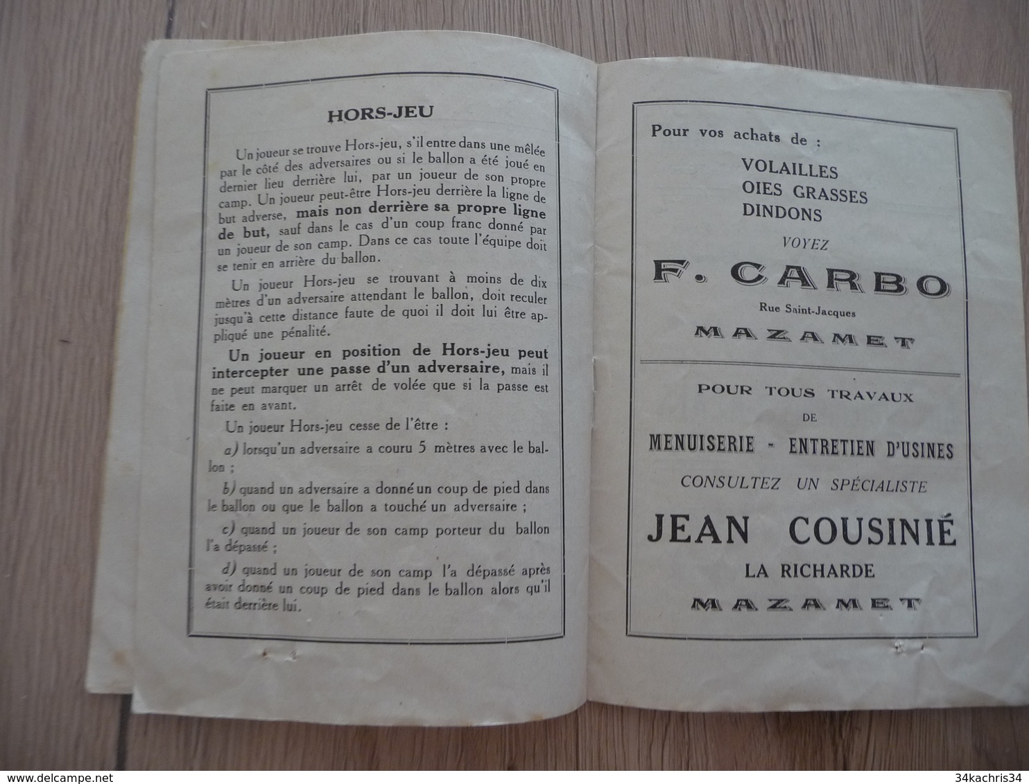 Rare Football Calendrier Officiel Saison 1935/36 Sporting Club Mazamétain Mazamet Tarn 16 Pages Pub Photo - Autres & Non Classés