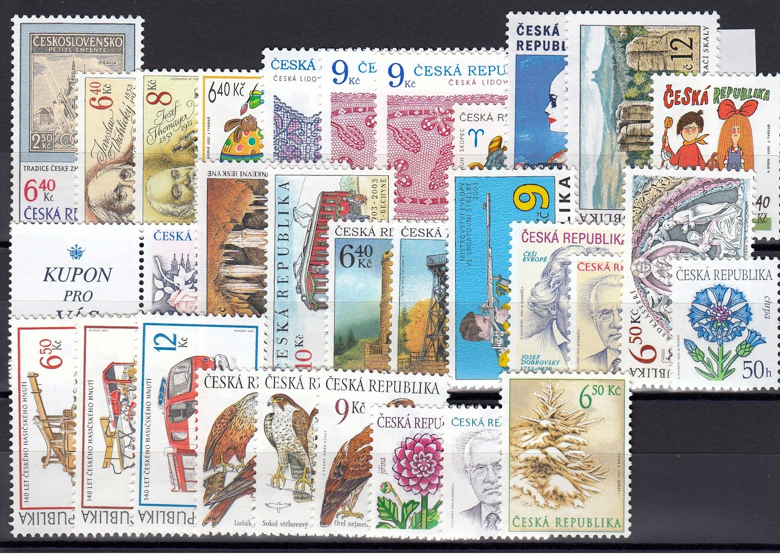 2003 (Czech Republic) Set Of 34 New Stamps MNH, 2 Minisheets - Neufs