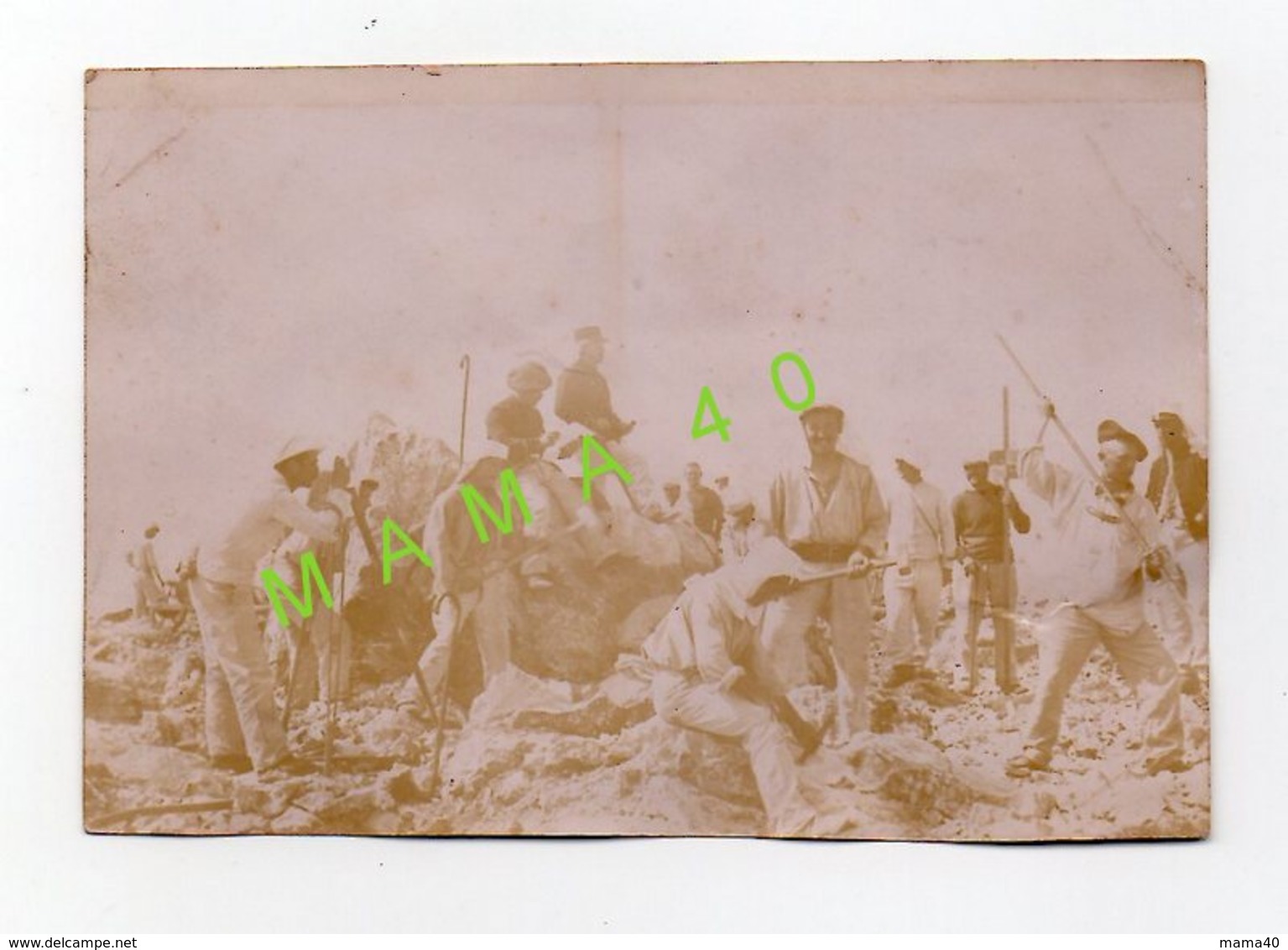 PHOTO ALBUMINE - 06 - COL DE VERROUX - CHANTIER DU SOMMET DU SIRICOCCA MINE LE 8/07/1897 - MILITAIRES DU 3 RI - War, Military