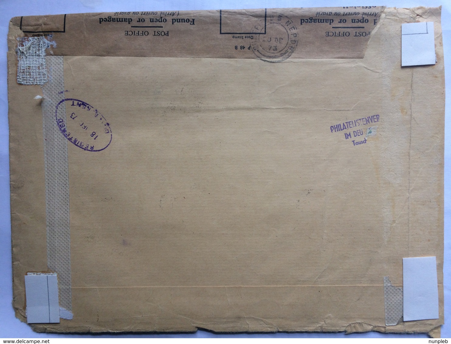 GERMANY 1973 DDR Cover Registered Halle To Sheffield England - Damaged And Secured Seal Various Stickers And Cachets - Covers & Documents