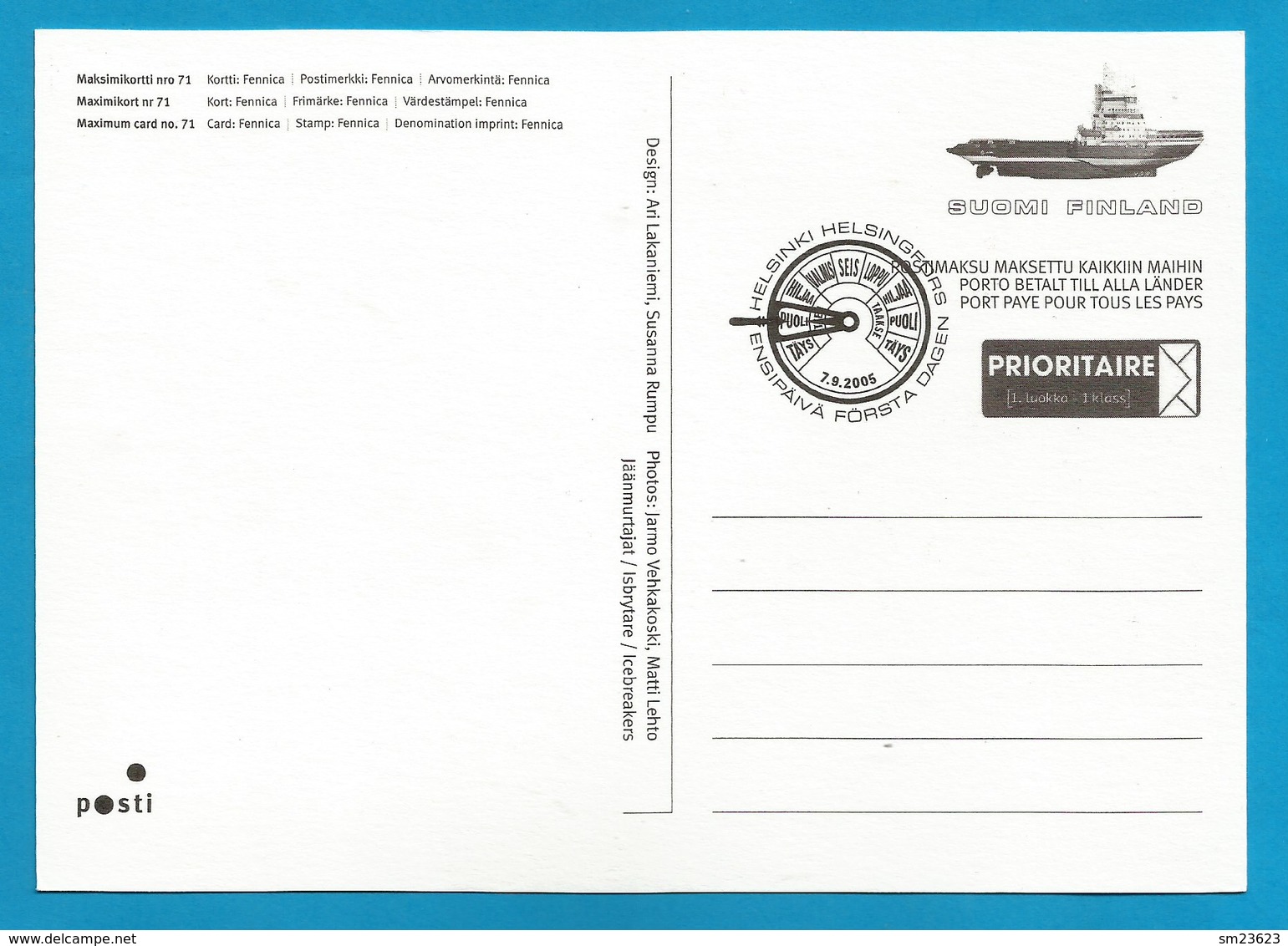 Finnland / Suomi 2005 , Icebreakers - Maximum Card - Siehe Scan - Stempel 7.8.2005 - Maximumkarten (MC)