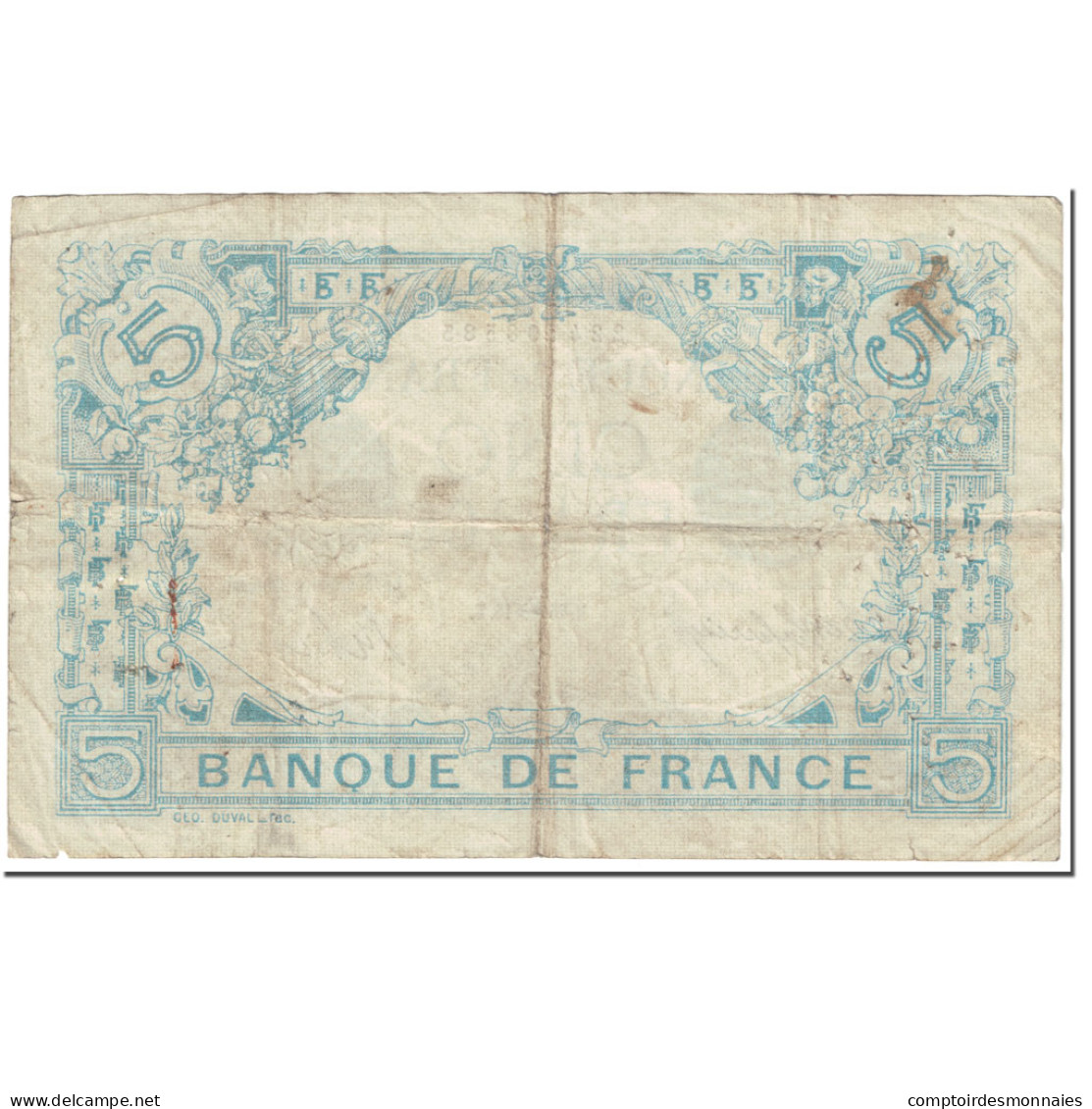 France, 5 Francs, Bleu, 1915, 1915-11-25, TB+, Fayette:2.33, KM:70 - 5 F 1912-1917 ''Bleu''