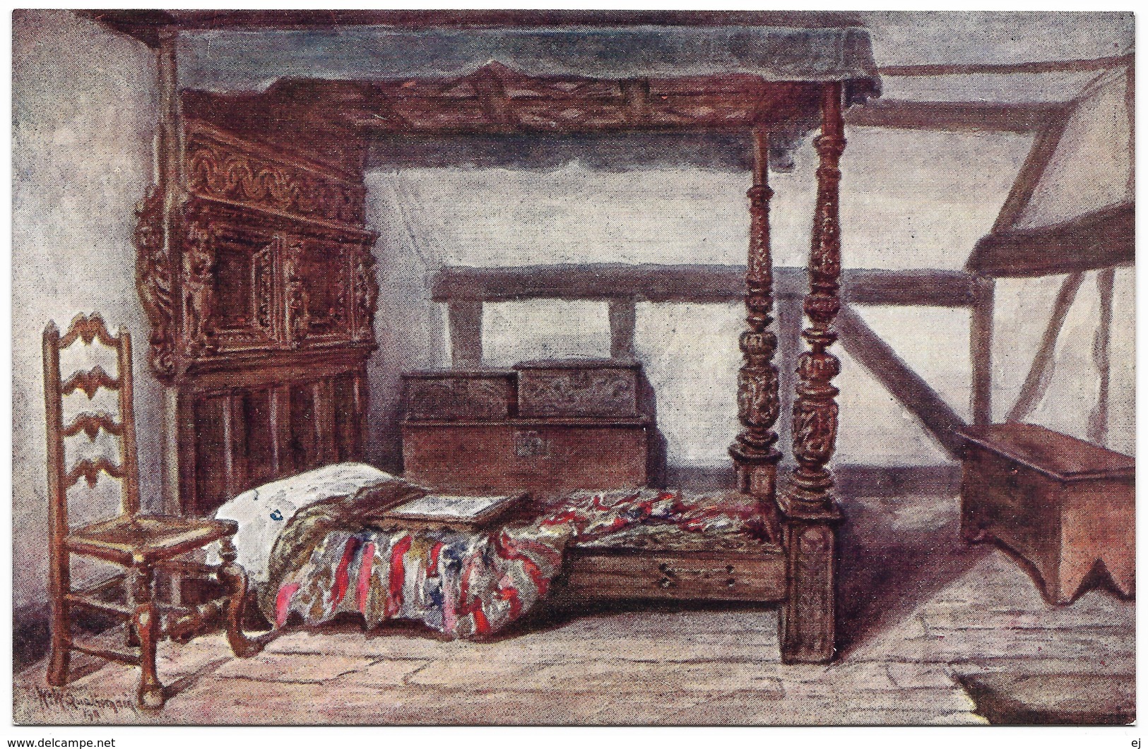 Bedroom: Anne Hathaway's Cottage, Stratford-on-Avon By W W Quatremain Unused - J Salmon No 816 - Other & Unclassified