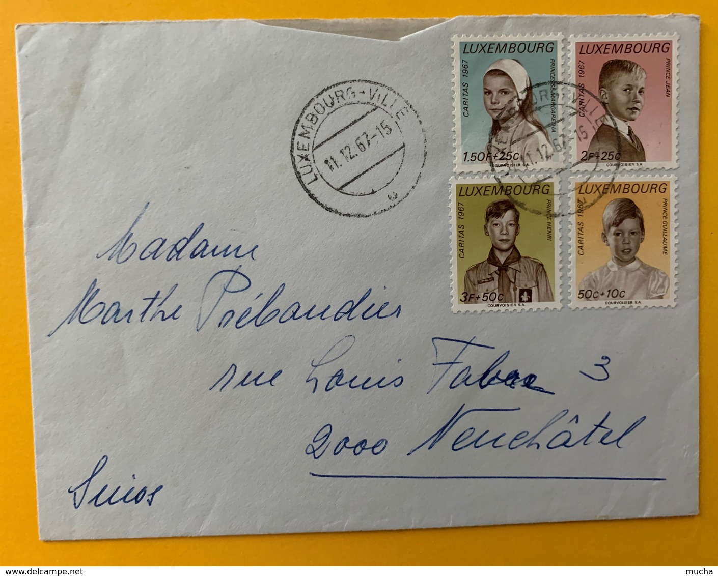 8715 - Lettre De Luxembourg-Ville 11.12.1967 Pour La Suisse Timbres Caritas - Lettres & Documents