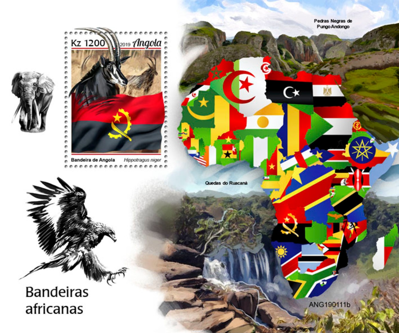 Z08 ANG190111b ANGOLA 2019 African Flags MNH ** Postfrisch - Angola