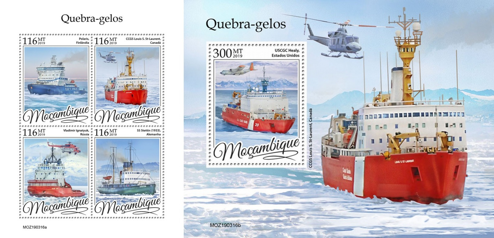 Z08 MOZ190316ab Mozambique 2019 Icebreakers MNH ** Postfrisch - Mozambique