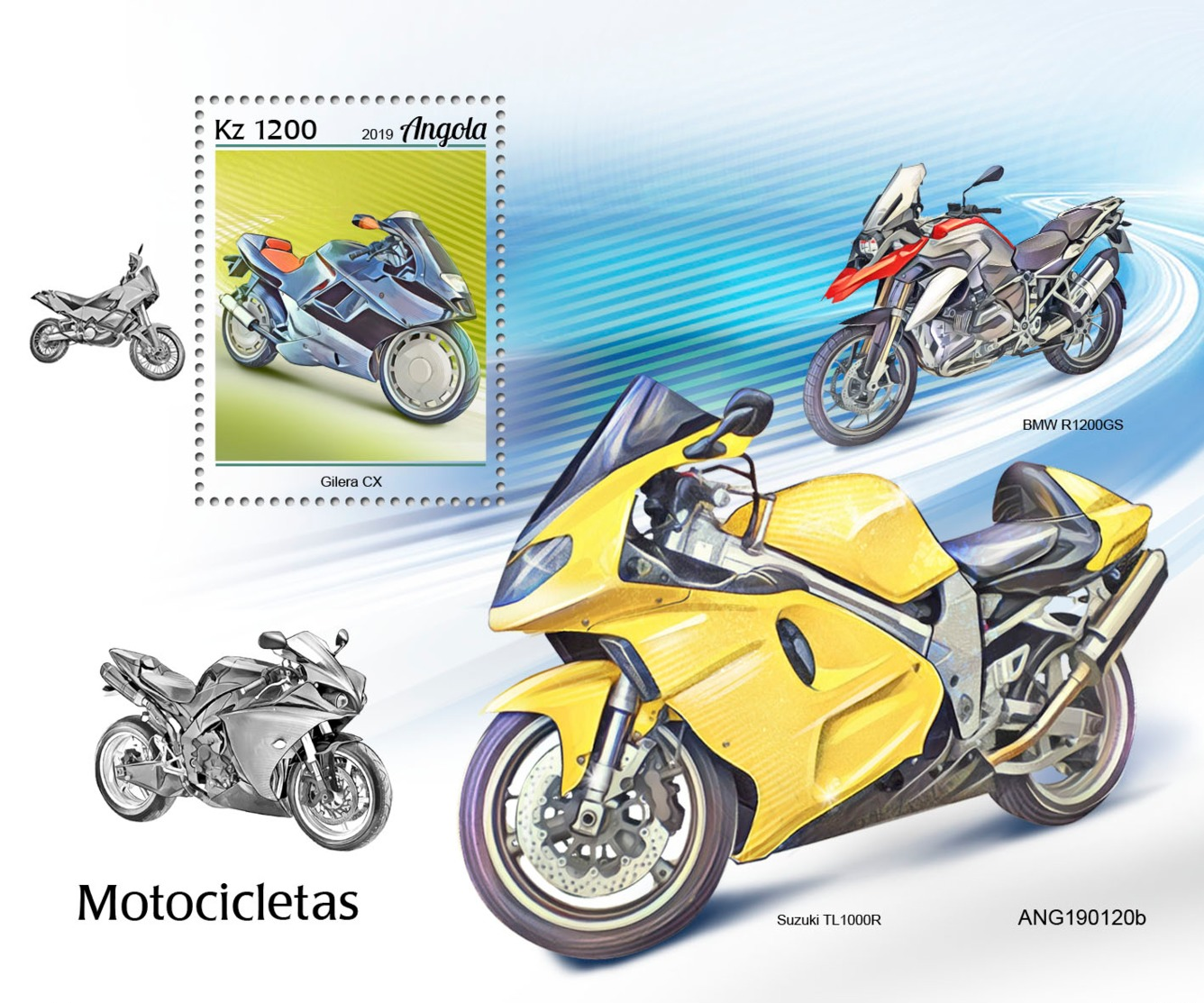 Z08 IMPERF ANG190120b ANGOLA 2019 Motorcycles MNH ** Postfrisch - Angola