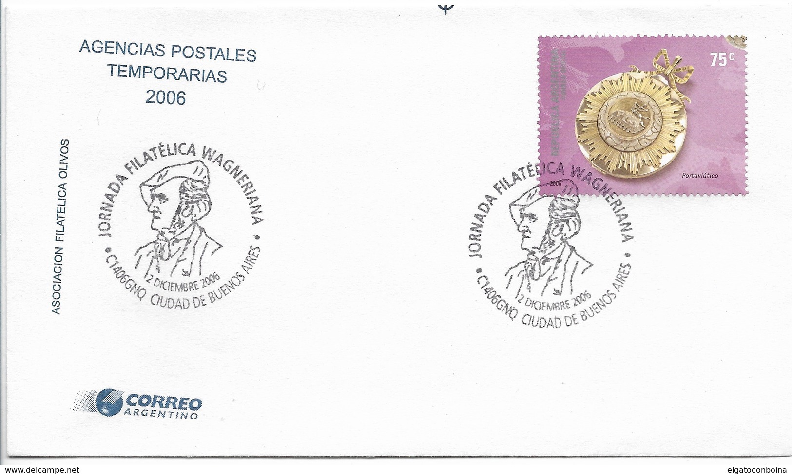 ARGENTINA 2006, COVER WITH SPECIAL POSTMARK WAGNER PHILATELIC WORKSHOP, MUSIC - Other & Unclassified