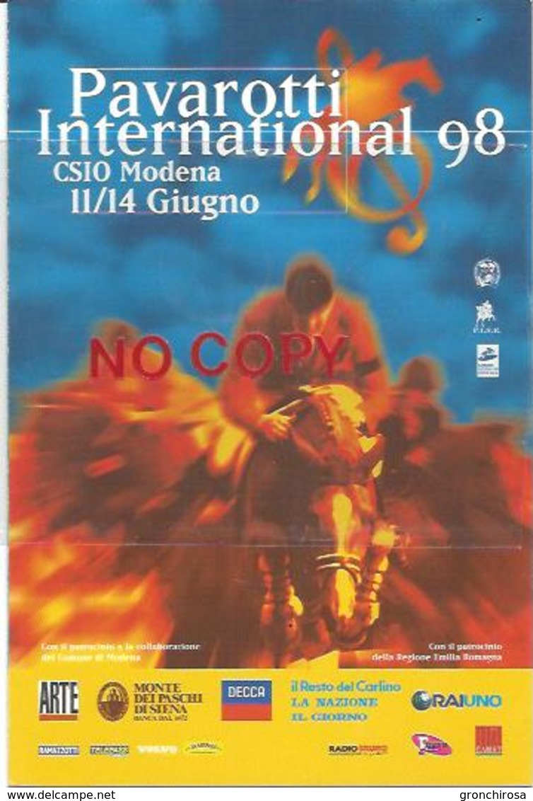Pavarotti International CSIO Modena 11/14.6.1998, Pieghevole Di 4 Pp. Con Programma Della Manifestazione. - Ippica
