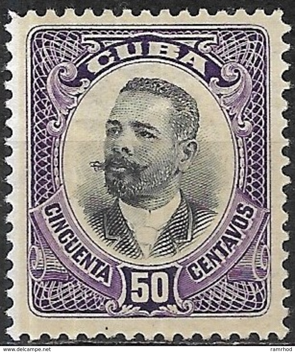 1907 Major-General Antonio Maceo - 50c - Black And Violet MNG - Neufs