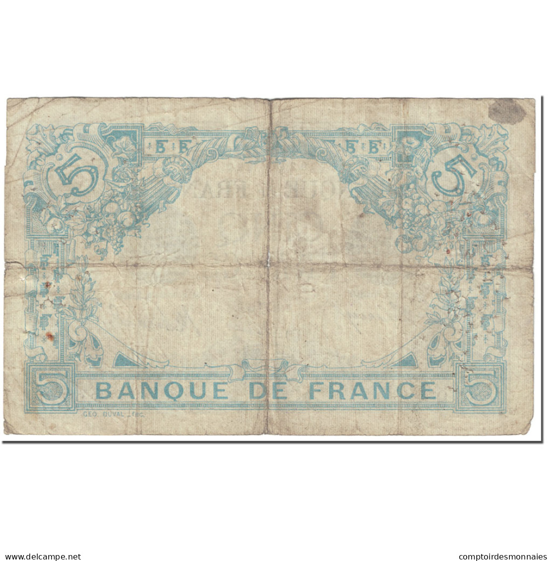 France, 5 Francs, Bleu, 1914, 1914-04-11, B+, Fayette:2.22, KM:70 - 5 F 1912-1917 ''Bleu''