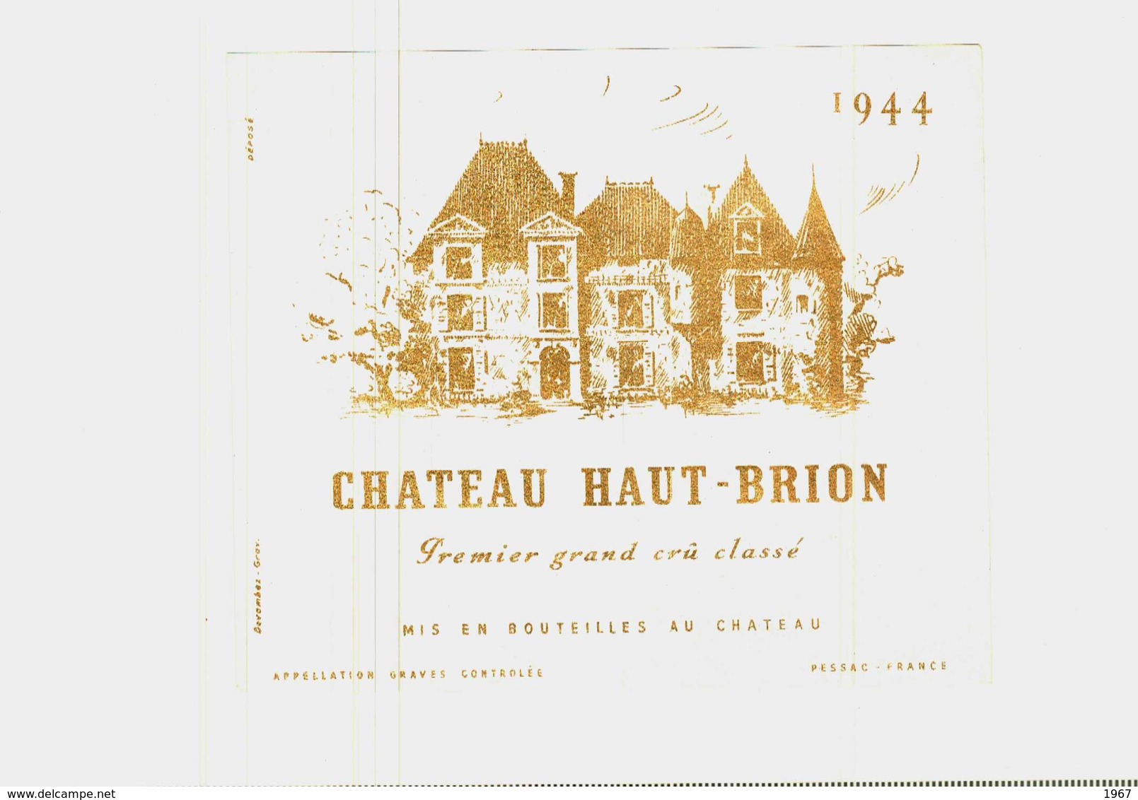 Etiquette Ancienne -  CHATEAU HAUT-BRION 1944 Premier Grand Cru Classé    Pessac Gironde - Red Wines