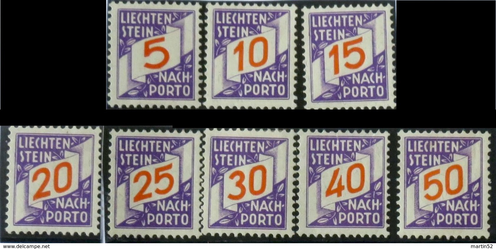 Liechtenstein 1928:  ERSTE NACHPORTO-Marken Nr.13-20 In Schweizer Währung * Falzspuren Traces MH (Zu CHF 135.00 -50%) - Postage Due