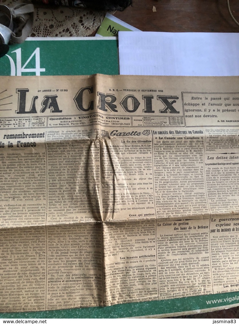 La Croix De Septembre 1926 - Autres & Non Classés