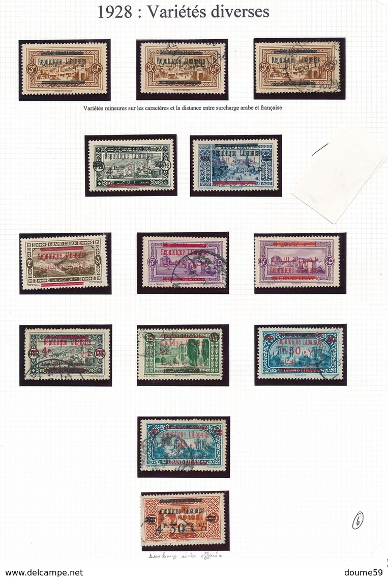 CR-298: GRAND LIBAN: Lot  VARIETES DE SURCHARGE Avec 67a* Etc.....(6 Feuilles) - Neufs