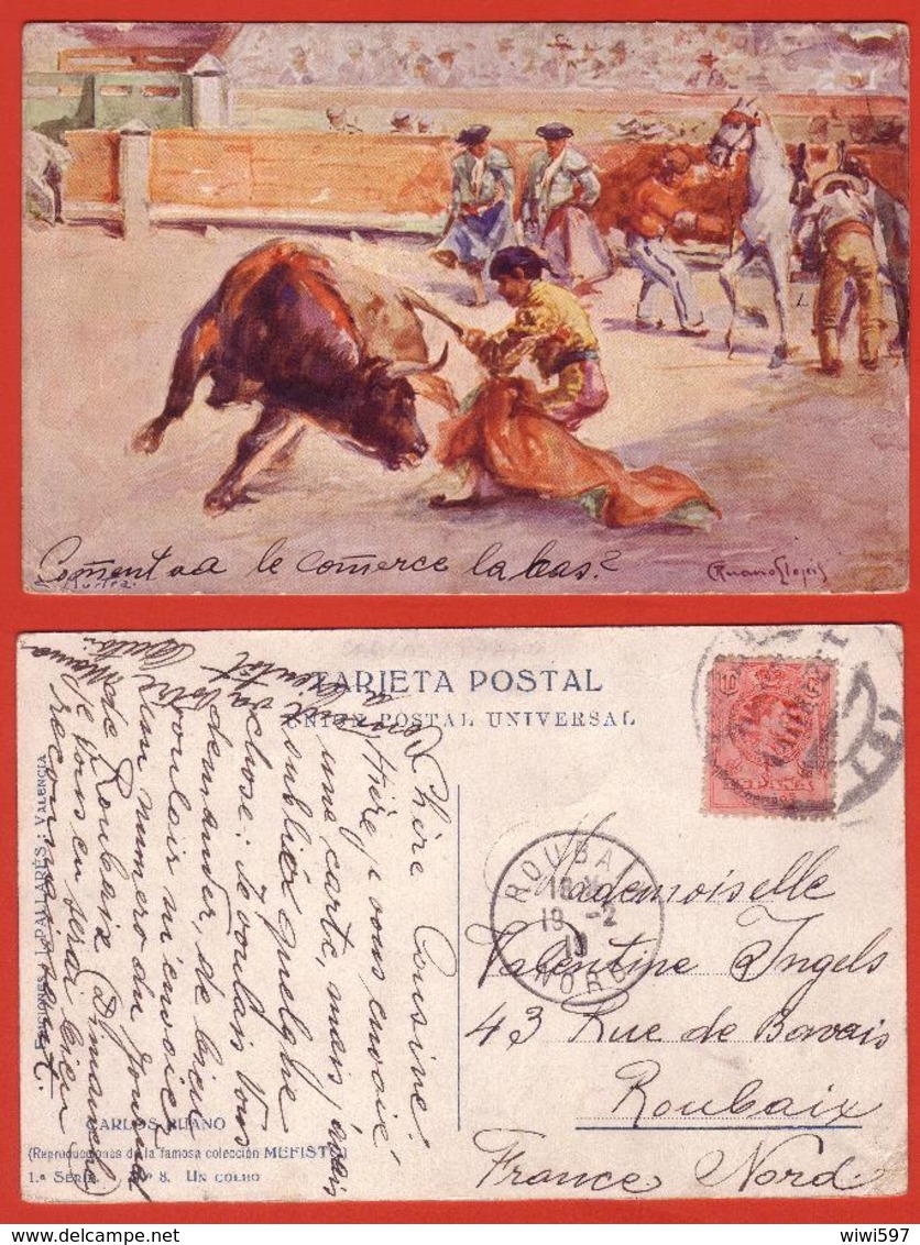 CARTE POSTALE  FANTAISIE - ILLUSTRATEUR - CARLOS RUANO - CORRIDA - UN COLEO - Autres & Non Classés