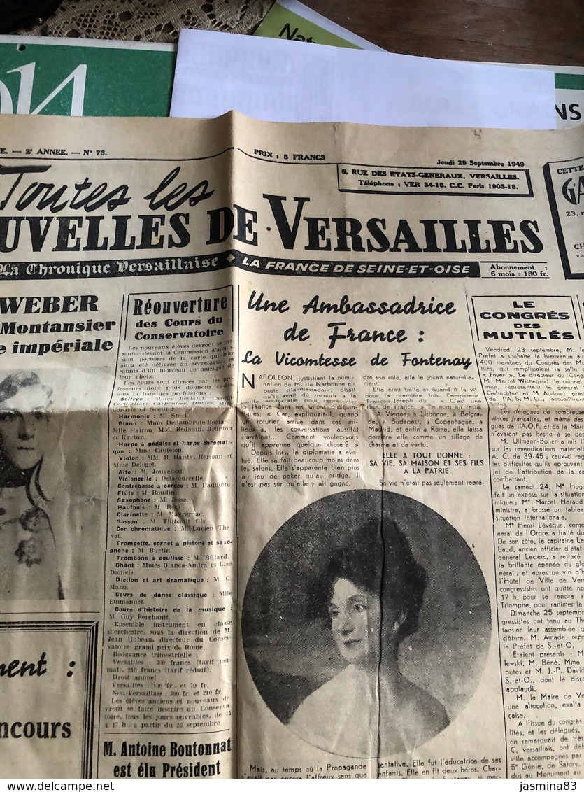 Toutes Les Nouvelles De Versailles De Septembre 1949 - Autres & Non Classés