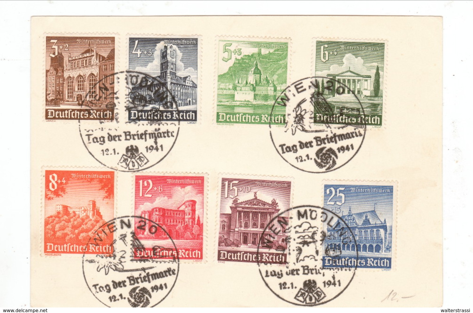 III. Reich, Postkarte,  " Im Kampf Um Die Freiheit  ", Mit Briefmarken , Tag Der Briefmarke Wien 1941 - Lettres & Documents