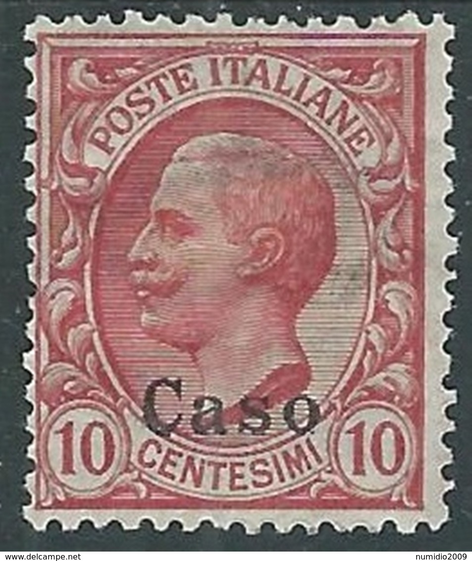 1912 EGEO CASO EFFIGIE 10 CENT MH * - RA3-4 - Egée (Caso)