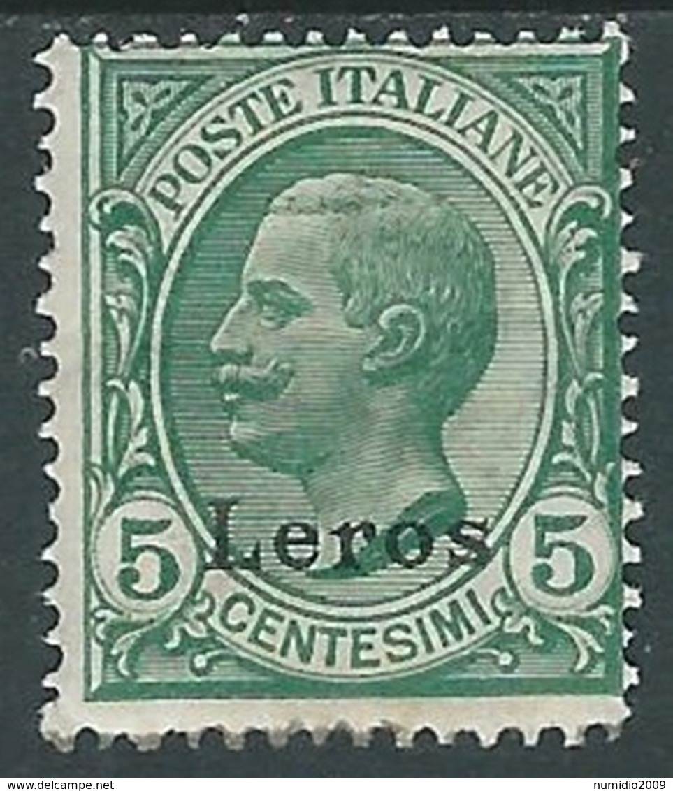 1912 EGEO LERO EFFIGIE 5 CENT MH * - RA3-8 - Egée (Lero)
