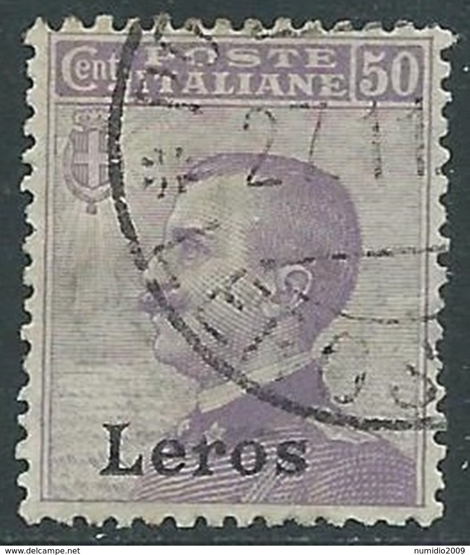 1912 EGEO LERO USATO EFFIGIE 50 CENT - RA4-9 - Egée (Lero)