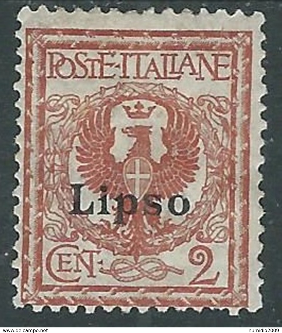 1912 EGEO LIPSO AQUILA 2 CENT MH * - RA3-9 - Aegean (Lipso)