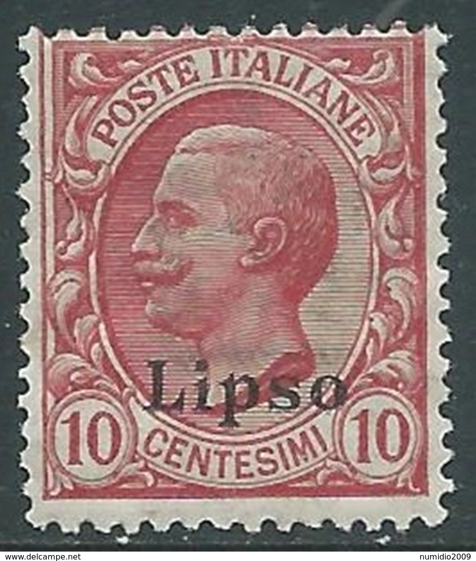 1912 EGEO LIPSO EFFIGIE 10 CENT MNH ** - RA3-8 - Aegean (Lipso)