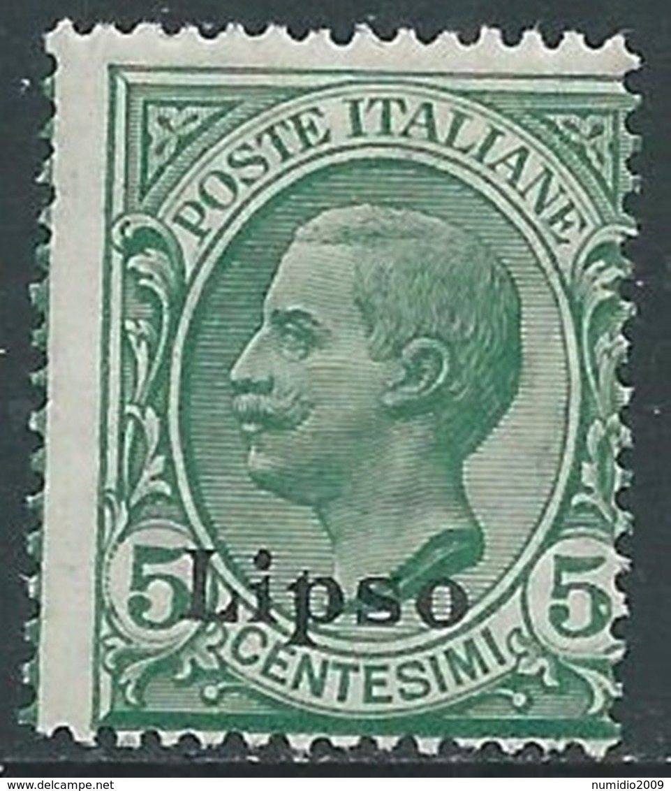 1912 EGEO LIPSO EFFIGIE 5 CENT MNH ** - RA3-8 - Aegean (Lipso)