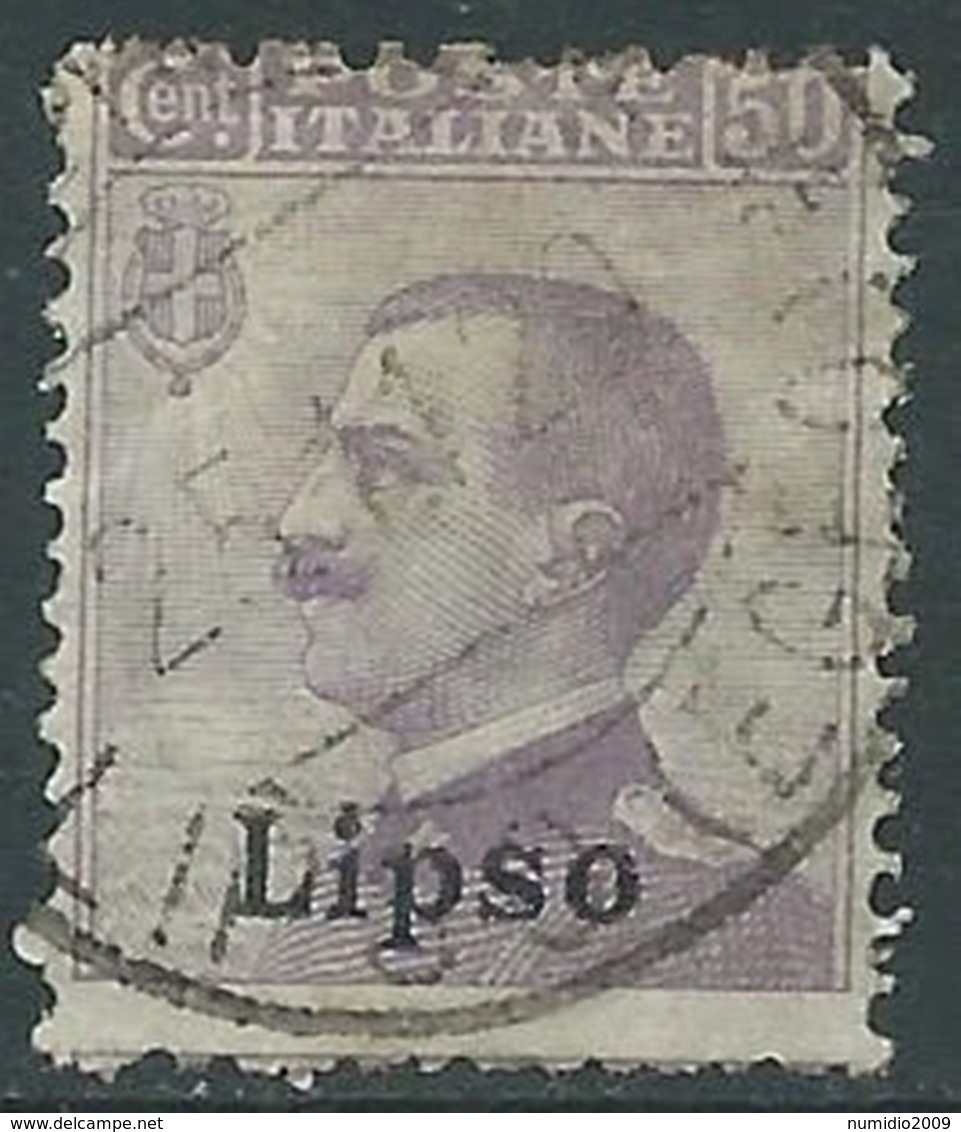 1912 EGEO LIPSO USATO EFFIGIE 50 CENT - RA4-9 - Aegean (Lipso)