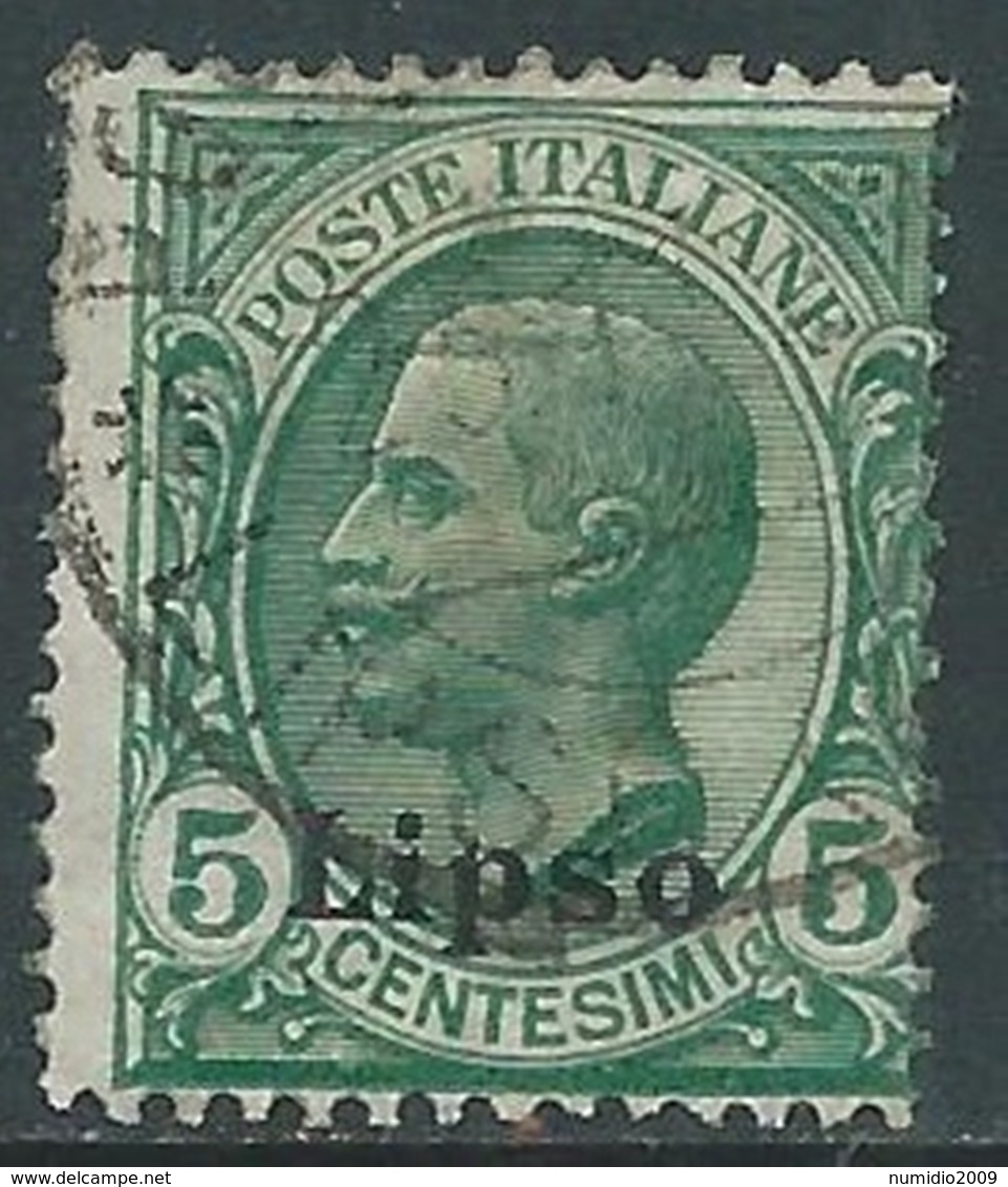 1912 EGEO LIPSO USATO EFFIGIE 5 CENT - RA4-9 - Ägäis (Lipso)