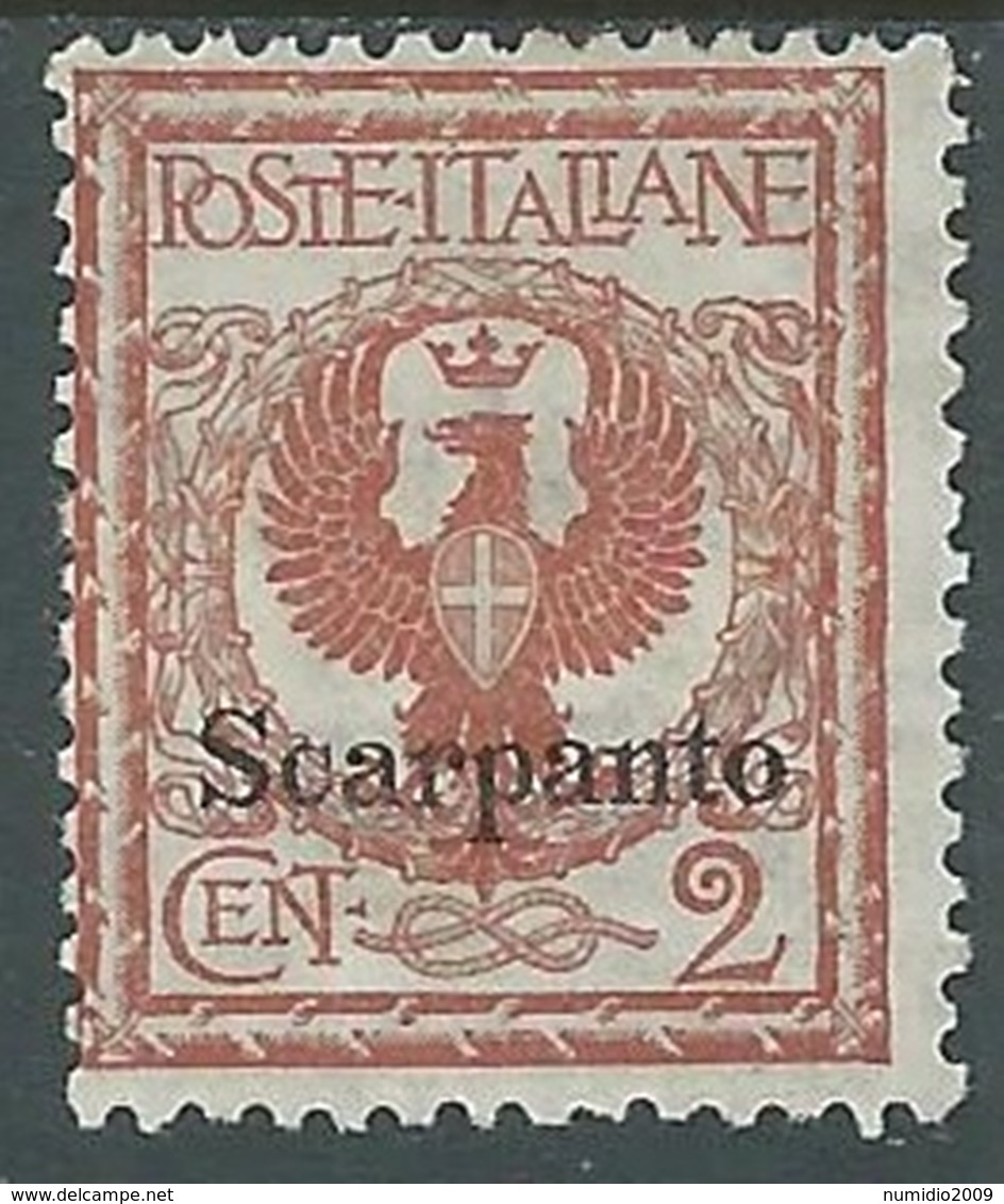 1912 EGEO SCARPANTO AQUILA 2 CENT MH * - RA3-8 - Ägäis (Scarpanto)