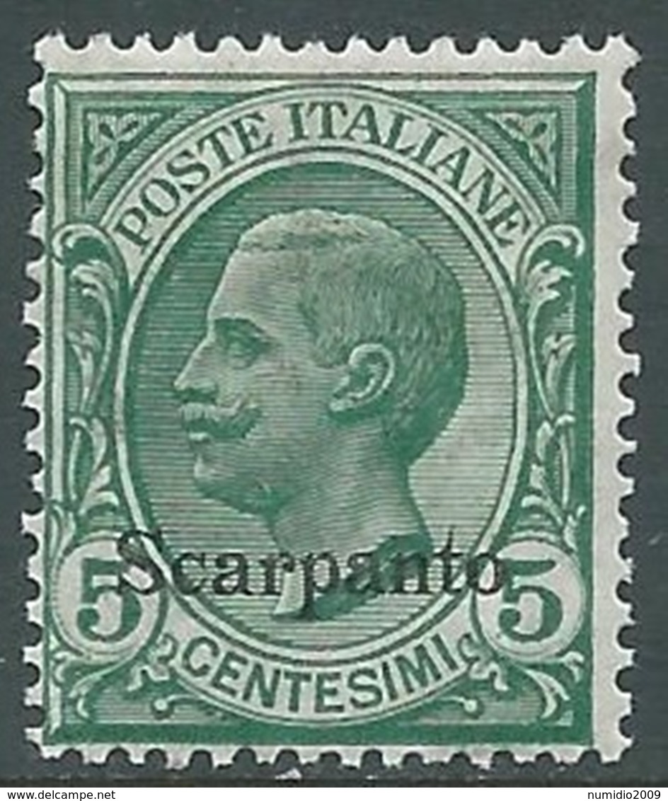 1912 EGEO SCARPANTO EFFIGIE 5 CENT MNH ** - RA3-9 - Ägäis (Scarpanto)