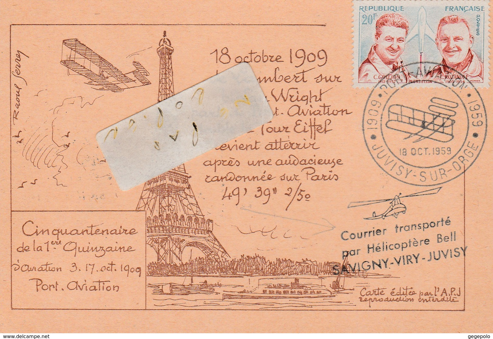 91 - PORT-AVIATION - Cinquantenaire De La 1ère Quinzaine D' Aviation  Du 3 Au 17 Octobre 1909 , Le 18 Octobre 1959 - Lettres & Documents