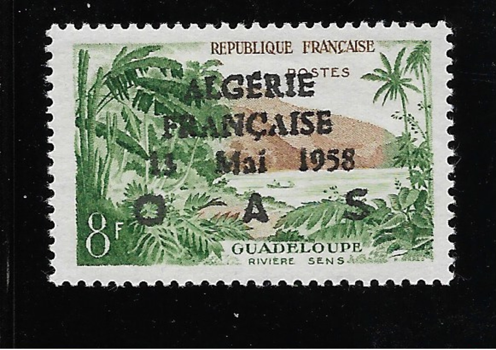 8F Gyadeloupe, Surch. "ALGERIE FRANCAISE 13 MAI 1958 OAS", Timbre ** - Algérie (1962-...)