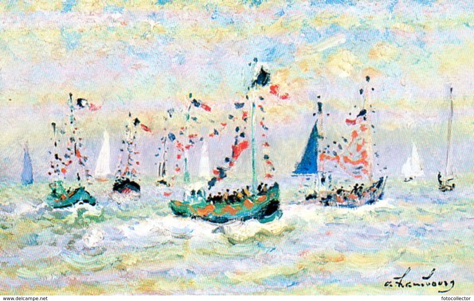 Trouville (14) : Fête De La Mer Par André Hambourg - Peintures & Tableaux