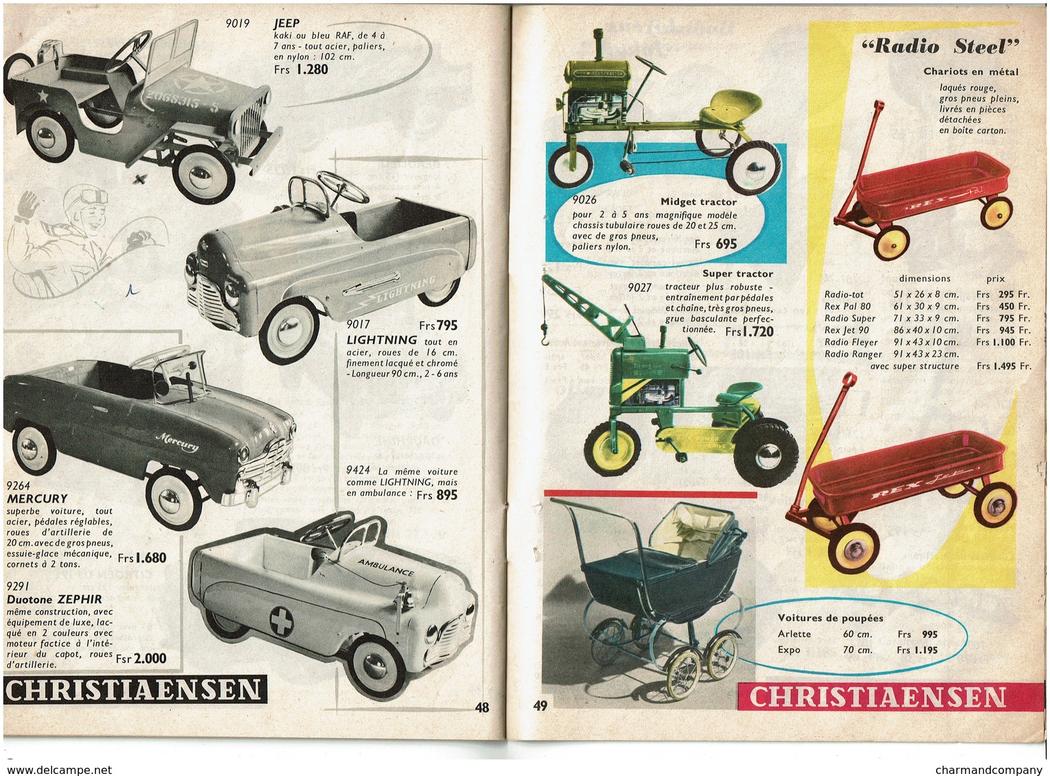 c1965 - Catalogue jeux/jouets Christiaensen - Poupées/Steiff/Dinky/trains/Schuco/ voitures à pédales ...- 12 scans