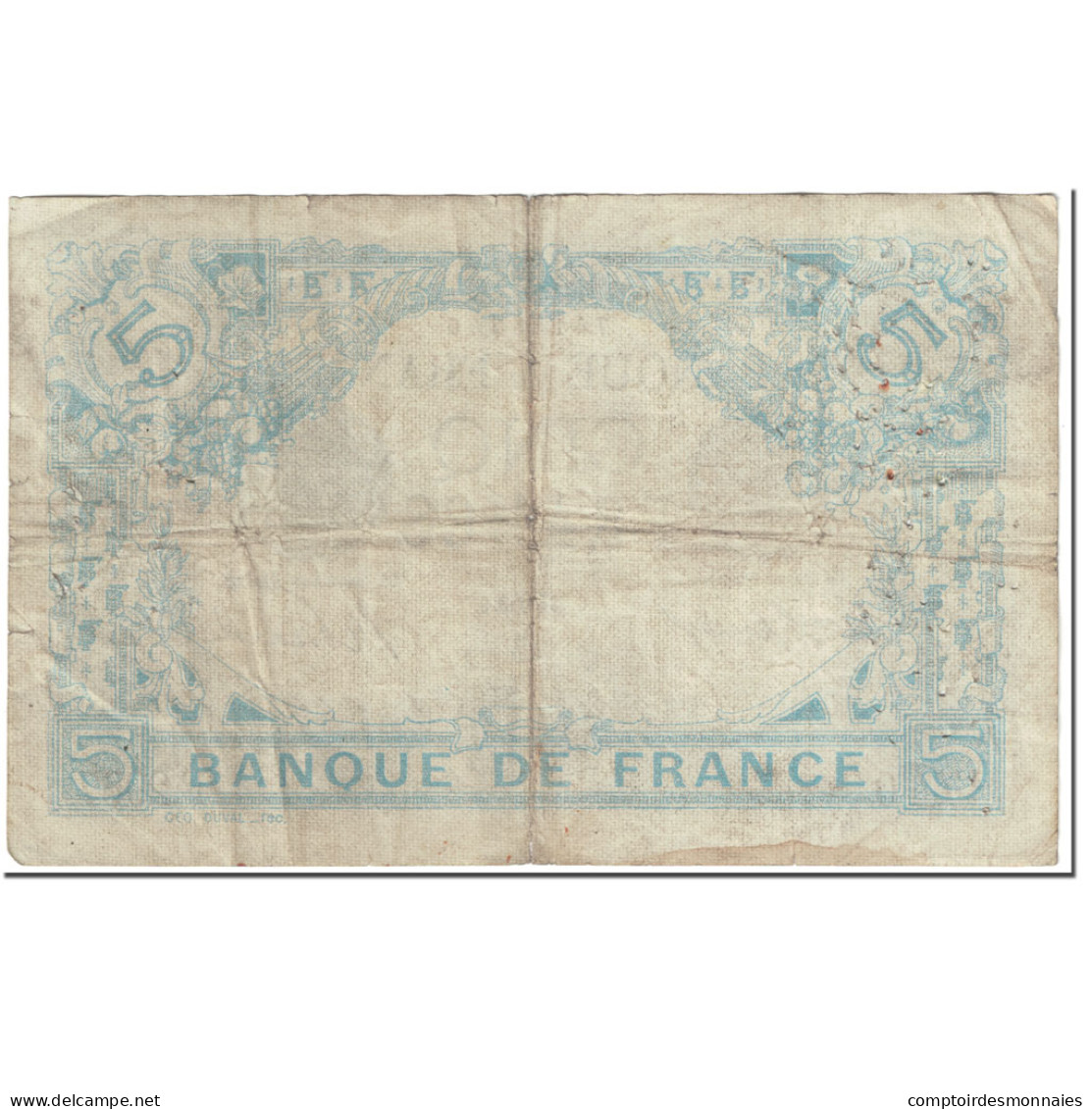 France, 5 Francs, Bleu, 1913, 1913-08-23, B+, Fayette:2.20, KM:70 - 5 F 1912-1917 ''Bleu''