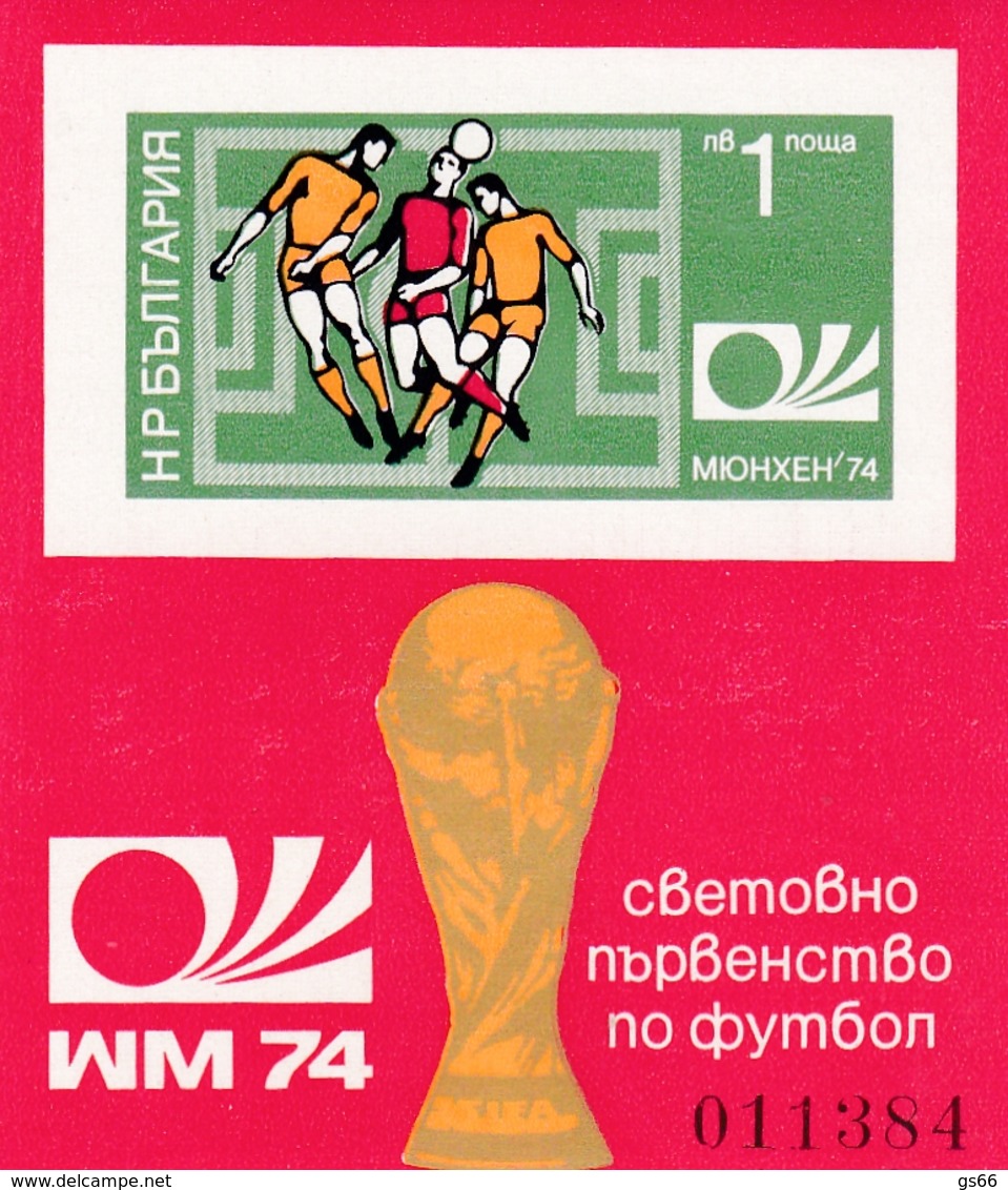 Bulgarien, 1974, 2332 Block 47 A, MNH **, Fußball-Weltmeisterschaft, BR Deutschland - Blokken & Velletjes