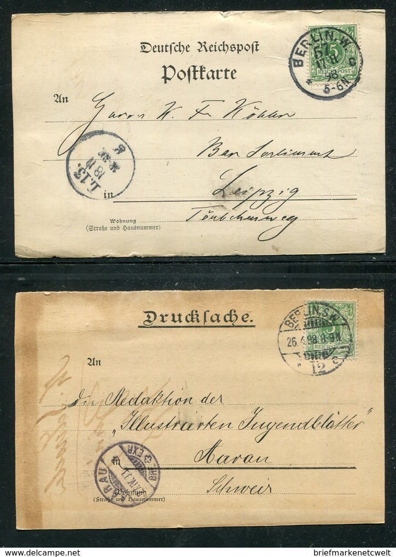 Deutsches Reich / 1898 / Mi. 46 EF 2x A. Postkarte Bzw. Drucksache Ausland (18347) - Briefe U. Dokumente