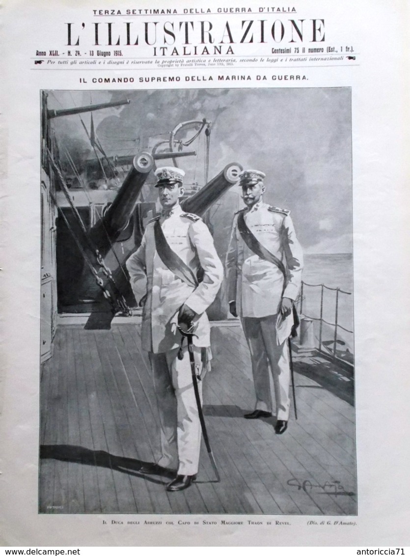 L'illustrazione Italiana 13 Giugno 1915 WW1 Salandra Artiglieria Alpi Carniche - War 1914-18