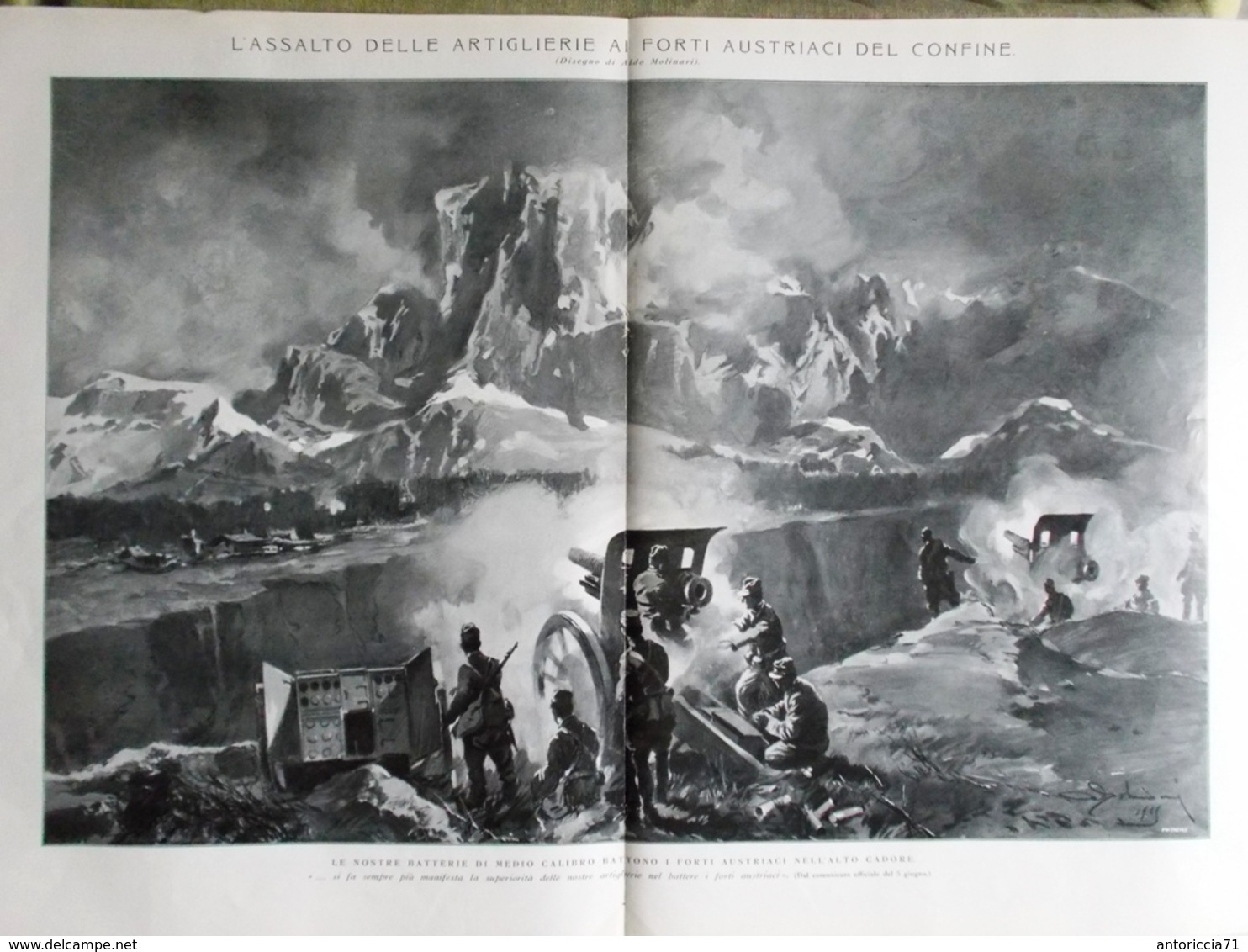 L'illustrazione Italiana 13 Giugno 1915 WW1 Salandra Artiglieria Alpi Carniche - Guerra 1914-18