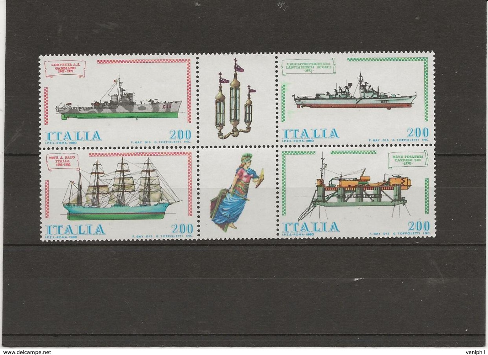 ITALIE - N° 1460 A 1463 NEUF XX BLOC DE 4 - ANNEE 1980 - COTE :10 € - 1971-80: Mint/hinged